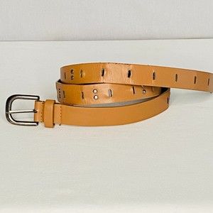 Womens Skinny Belt XLarge Tan Perforated And Studded